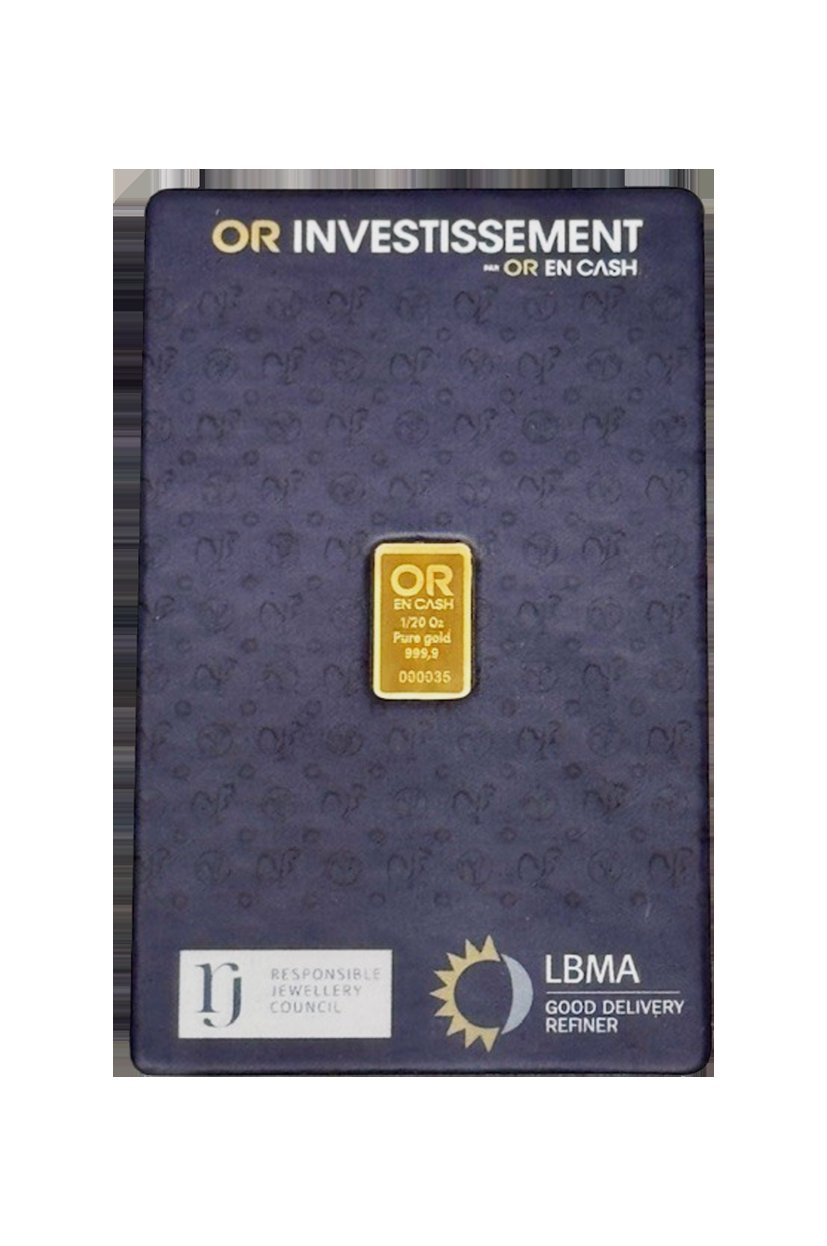 Lingot Or 1/20 once (1,55 gramme) OR EN CASH