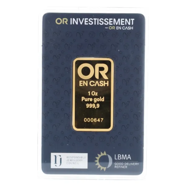 Lingot Or 1 Once OR EN CASH