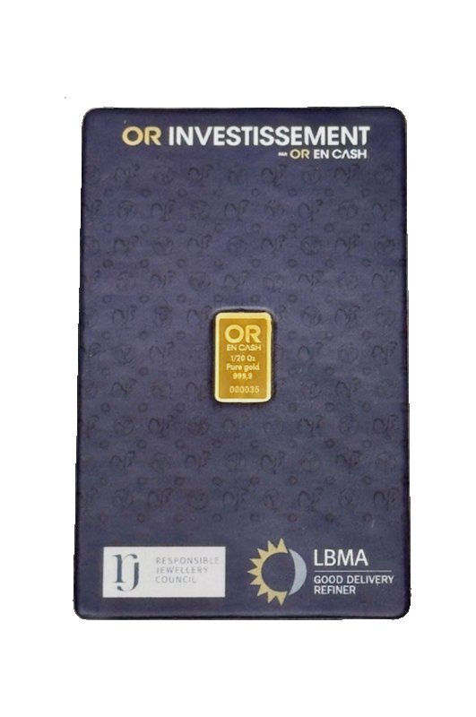 Lingot Or 1/20 once (1,55 gramme) OR EN CASH